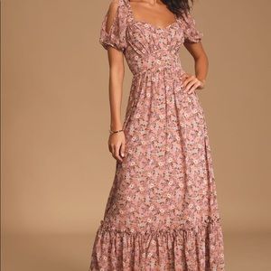 Lulu’s Feeling Fond Mauve Floral Dress